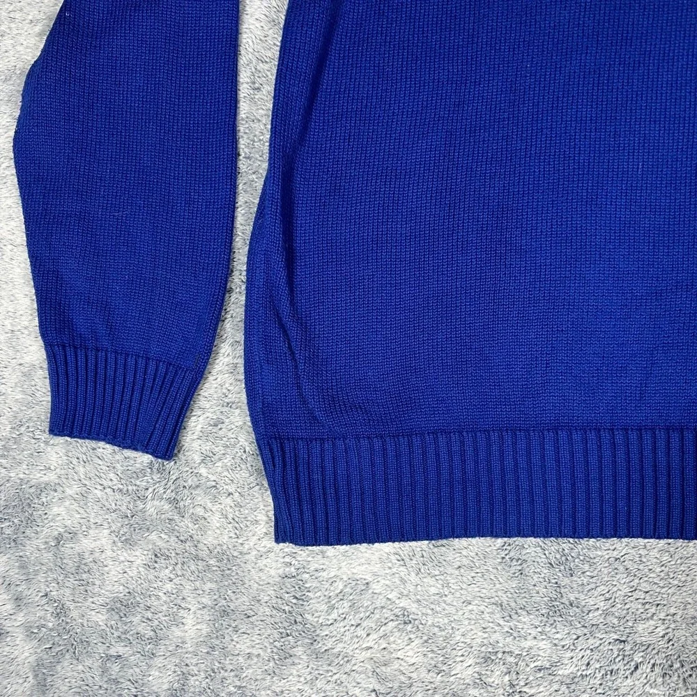 Polo Ralph Lauren Mens XL Royal‎ Blue 1/4 Zip Cotton Knit Sweater Red Pony Logo